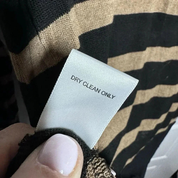 LNA Revolve Striped Long Sleeve scoop neck sweater knit top size Small Black tan - Picture 8 of 9